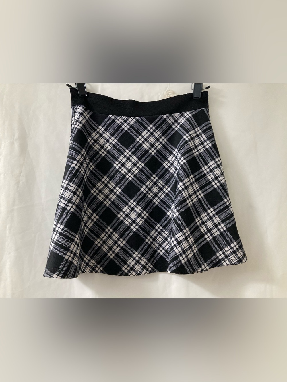 Black Butterfly Black White Plaid Skater Skirt Size 12 Y2K Preppy